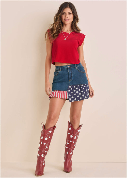 All American Denim Skirt - Medium Wash