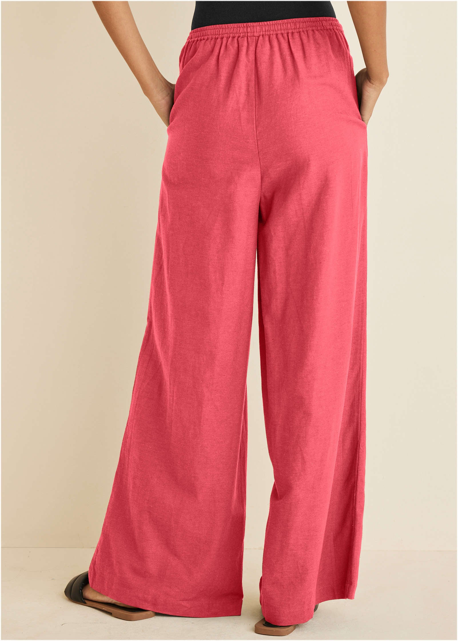 Linen Wide Leg Pant - Coral