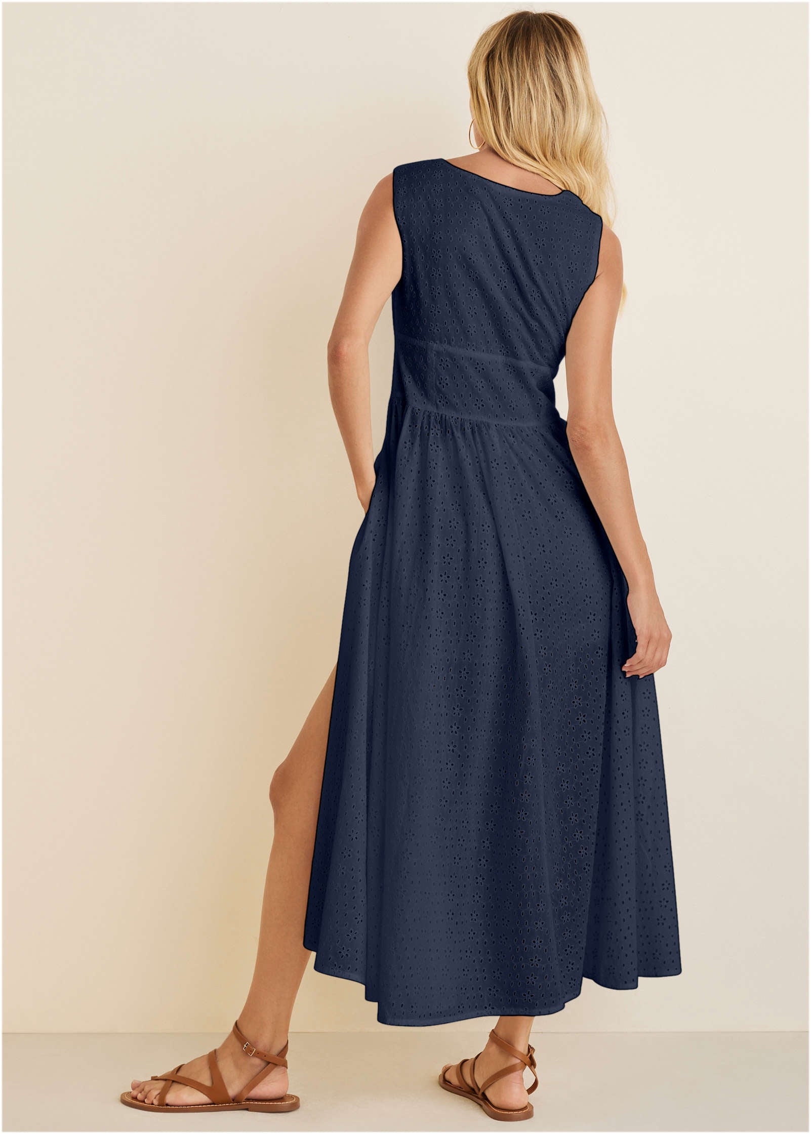 Eyelet Maxi Top - Navy