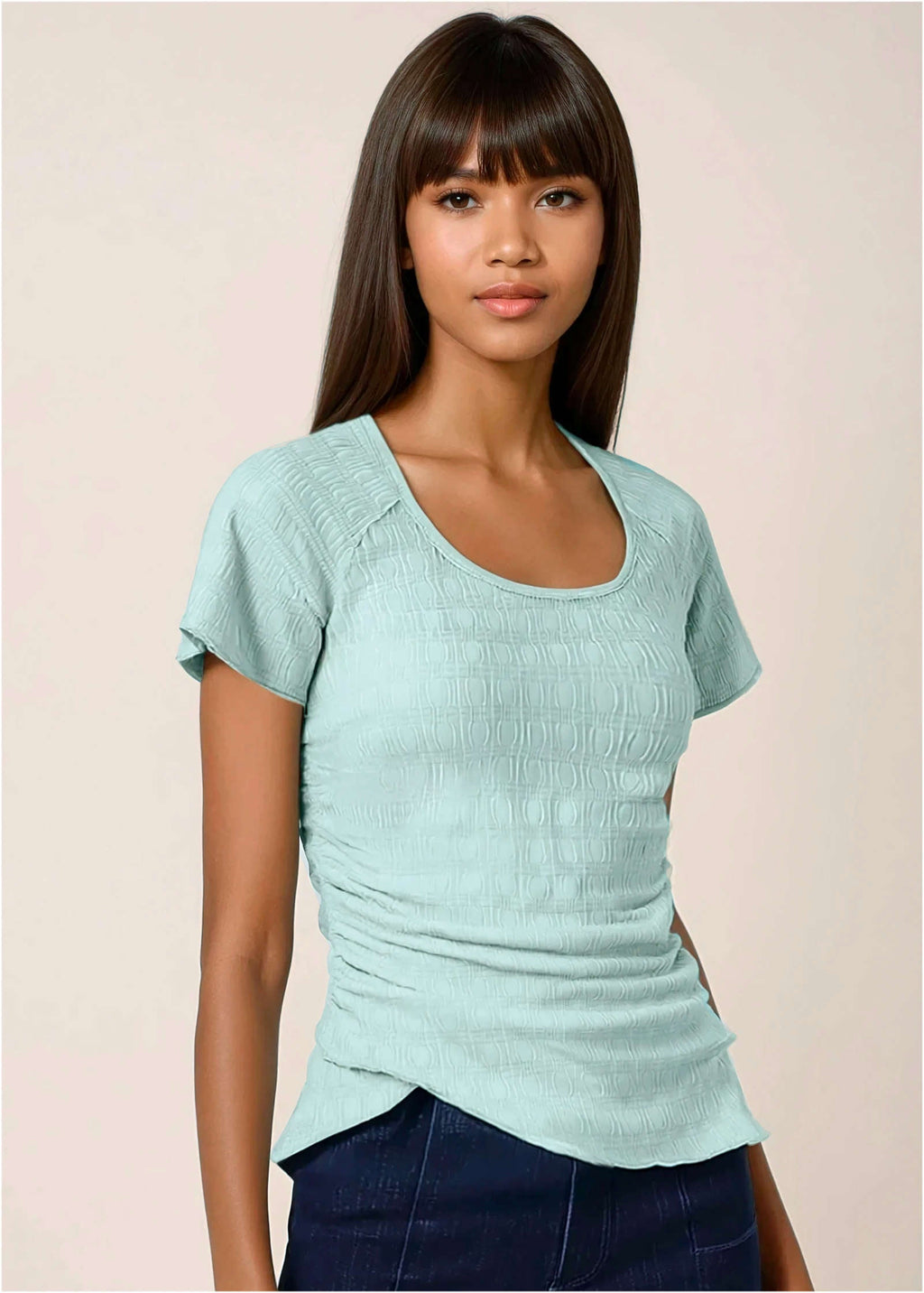 Bubbly Knit Wrap Top - Dusty Mint