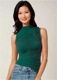 Ruched Mesh Top - Tropical Green