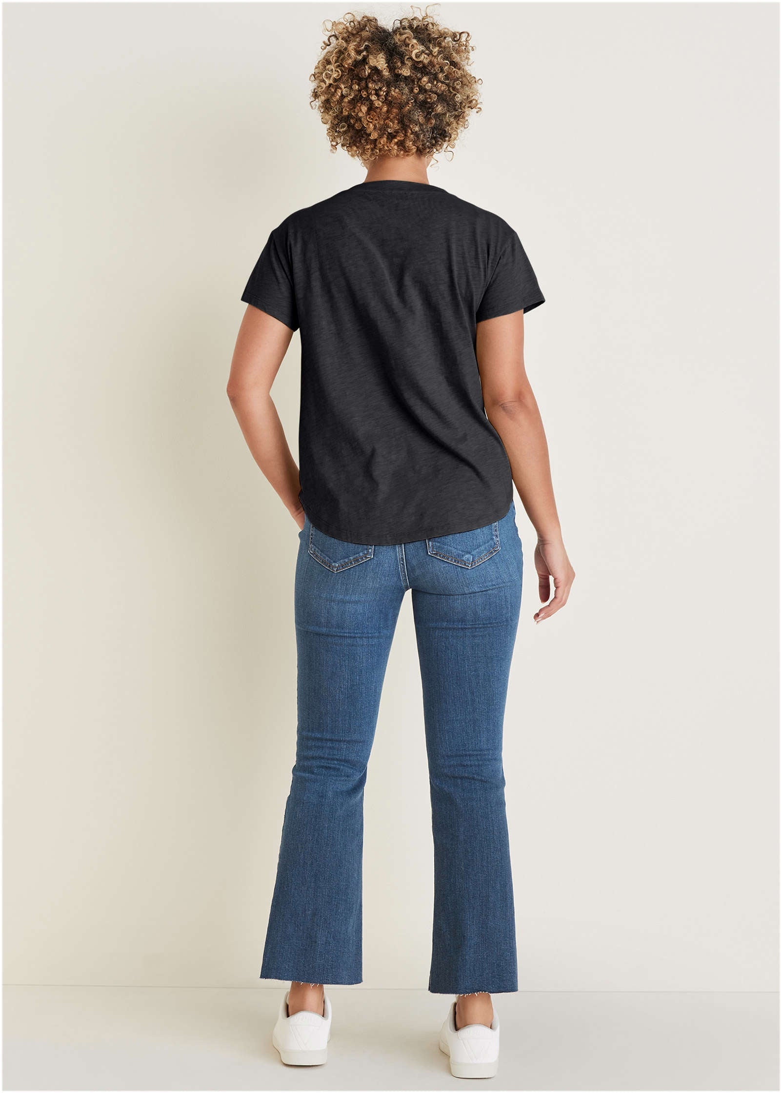 Cotton Slub V-Neck Tee - Jet Black