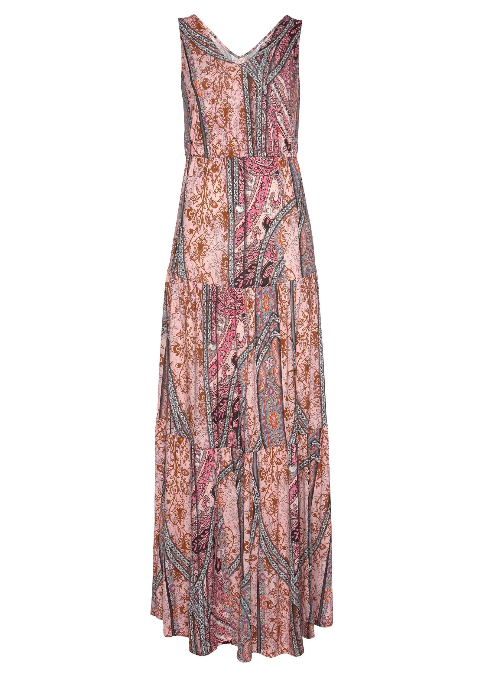 Tiered Maxi Dress - Pink & Red