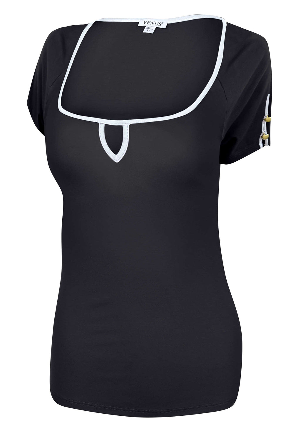 Button Detail Short Sleeve - Jet Black